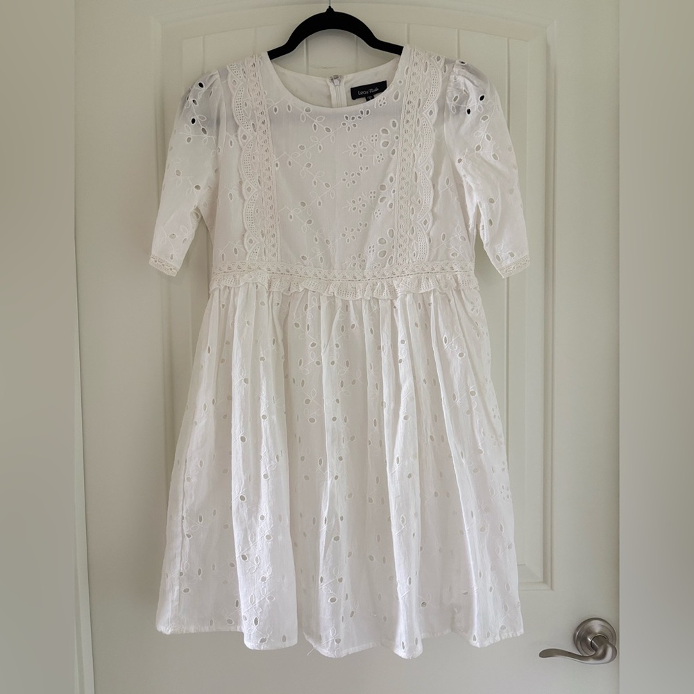 Lea & Viola White Eyelet Casual Dress